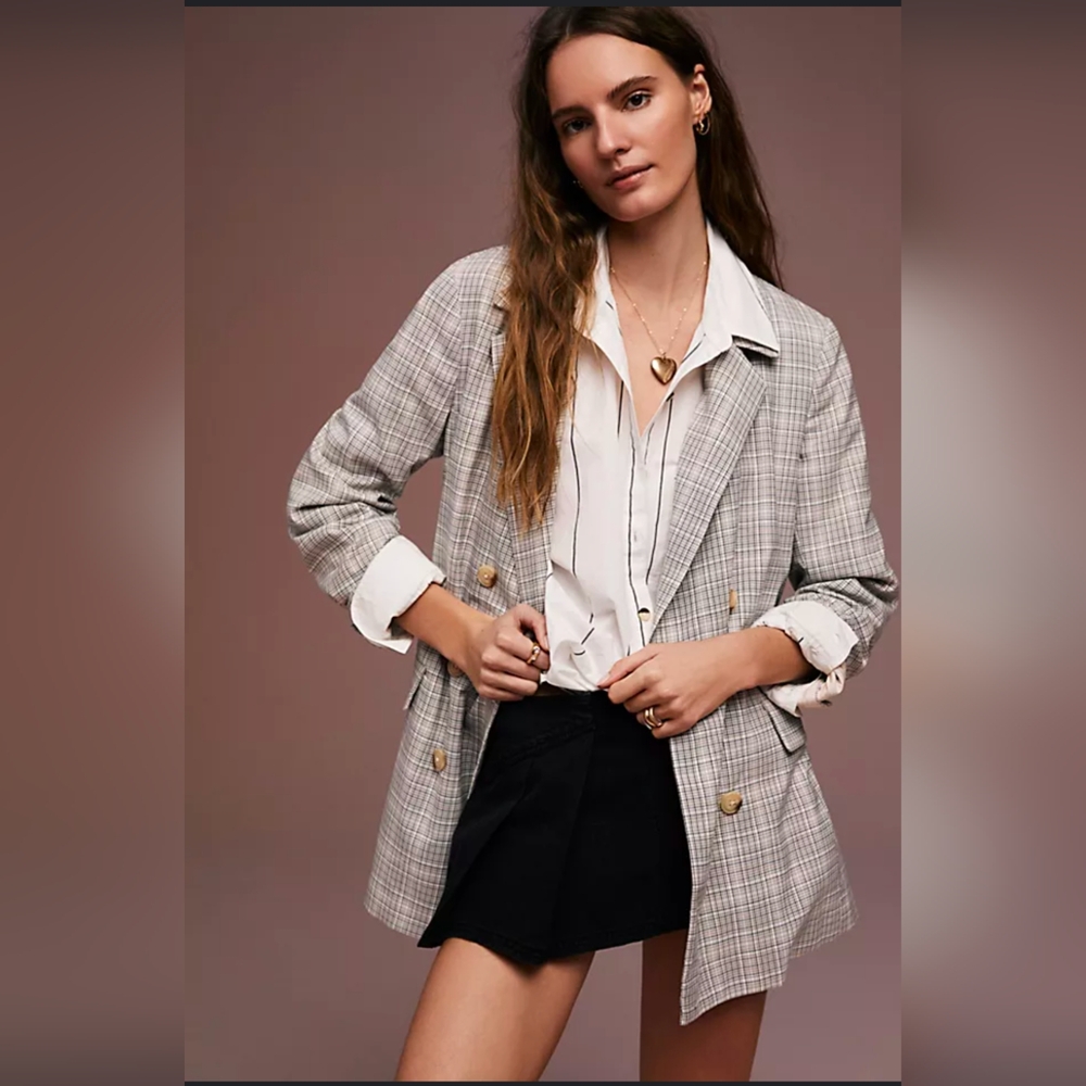 NWT Free People Olivia Plaid Blazer